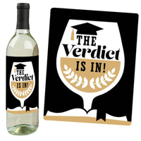 Law School Grad - Future Lawyer Graduation Party Decorations for Women and Men - Wine Bottle Label Stickers - Set of 4