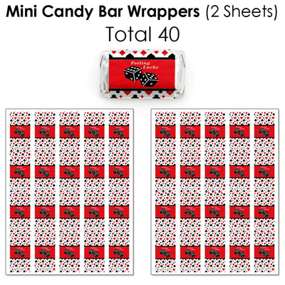 Las Vegas - Mini Candy Bar Wrappers, Round Candy Stickers and Circle Stickers - Casino Party Candy Favor Sticker Kit - 304 Pieces
