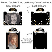 Adult 80th Birthday - Gold - Birthday Party Picture Centerpiece Sticks - Photo Table Toppers - 15 Pieces