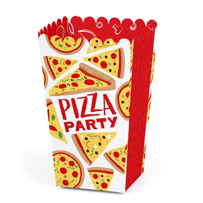 Pizza Party Time - Baby Shower or Birthday Party Favor Popcorn Treat Boxes - Set of 12