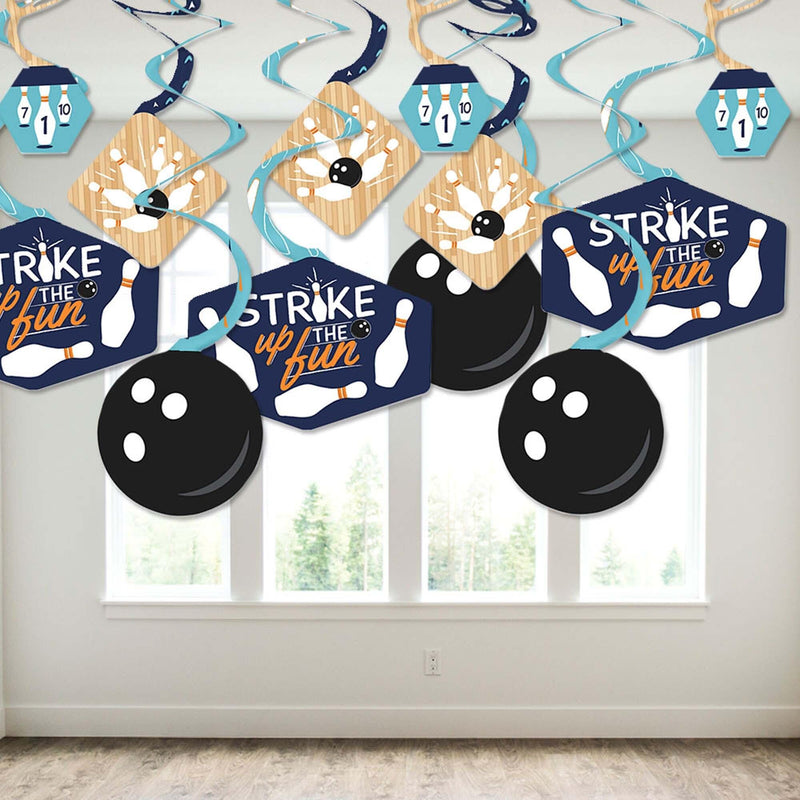 Strike Up the Fun - Bowling - Birthday Party or Baby Shower Hanging Decor - Party Decoration Swirls - Set of 40