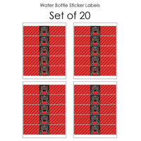 Red Carpet - Movie Night Party Water Bottle Sticker Labels - Set of 20