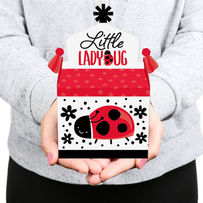 Happy Little Ladybug - Treat Box Party Favors - Baby Shower or Birthday Party Goodie Gable Boxes - Set of 12