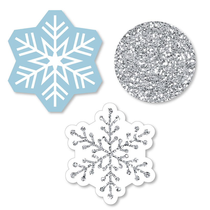 Winter Wonderland - DIY Shaped Snowflake Holiday Party & Winter Wedding Paper Cut-Outs - 24 ct