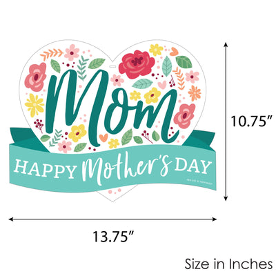 Colorful Floral Happy Mother's Day - Hanging Porch We Love Mom Party Outdoor Decorations - Front Door Decor - 1 Piece Sign