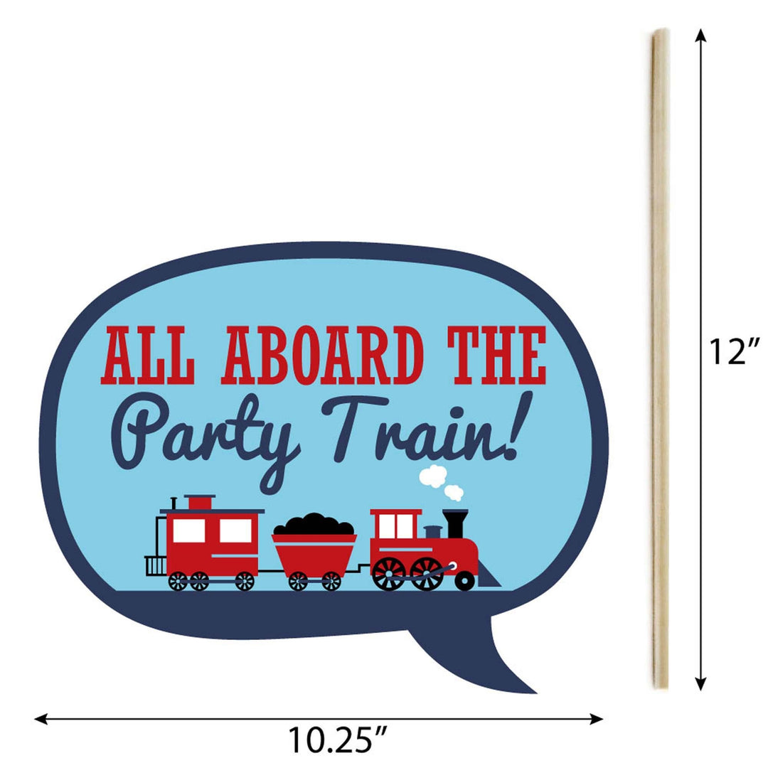 Funny Railroad Party Crossing - 10 Piece Steam Train Birthday Party or Baby Shower Photo Booth Props Kit