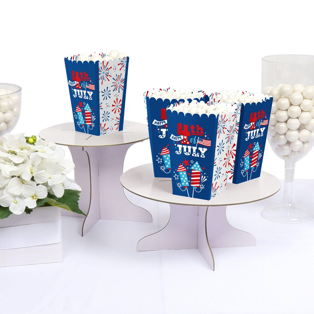 Firecracker 4th of July - Red, White and Royal Blue Party Favor Popcorn Treat Boxes - Set of 12