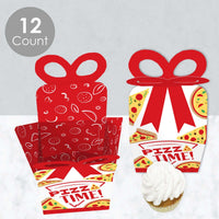 Pizza Party Time - Square Favor Gift Boxes - Baby Shower or Birthday Party Bow Boxes - Set of 12