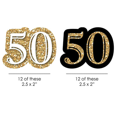 Adult 50th Birthday - Gold - DIY Shaped Party Paper Cut-Outs - 24 ct