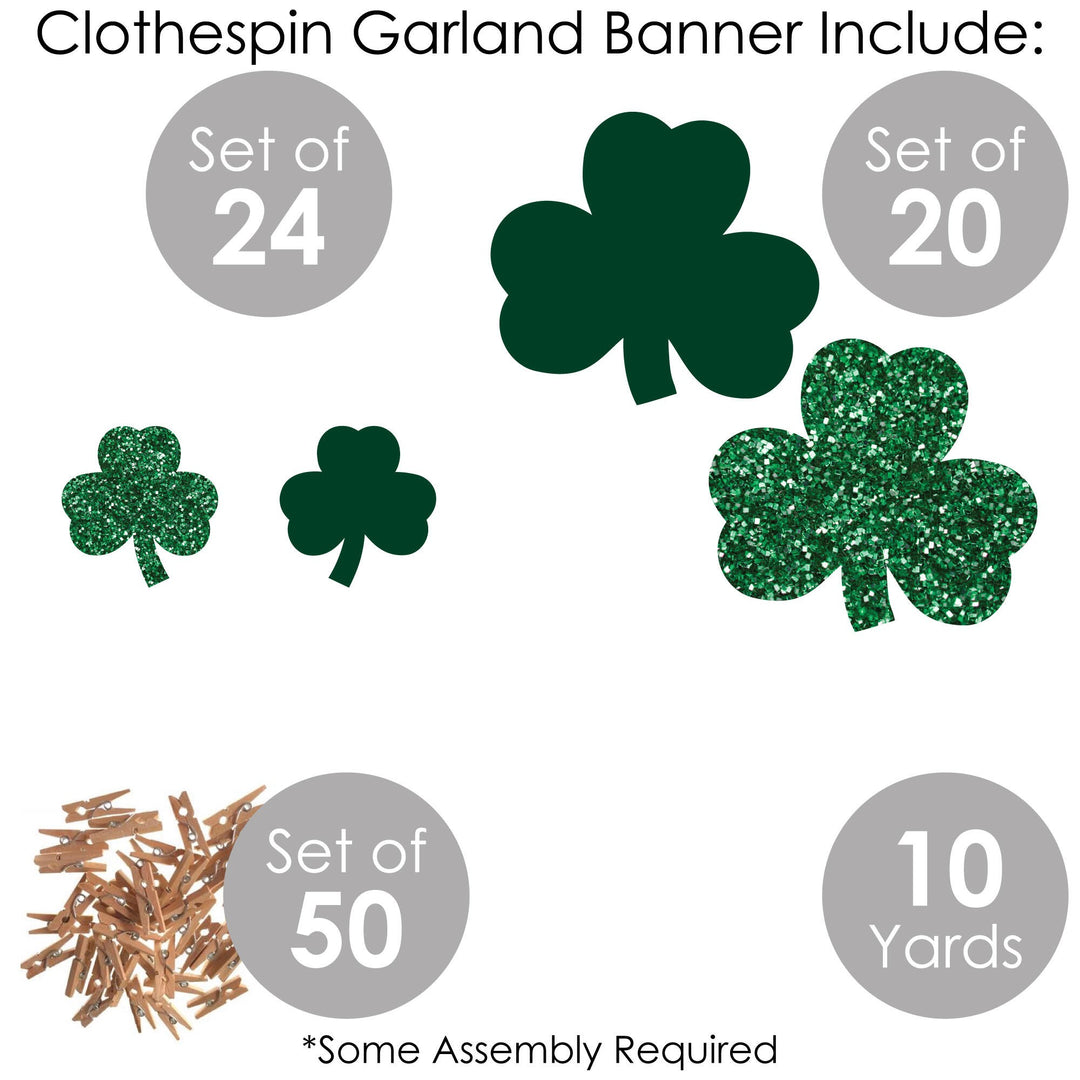 St. Patrick's Day - Saint Patty's Day Party DIY Decorations - Clothespin Garland Banner - 44 Pieces