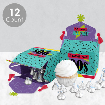 90's Throwback - Treat Box Party Favors - 1990s Party Goodie Gable Boxes - Set of 12