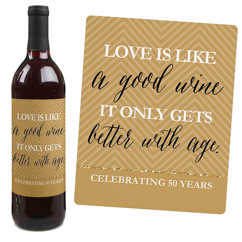 We Still Do - 50th Wedding Anniversary Decorations for Women and Men - Wine Bottle Label Stickers - Set of 4