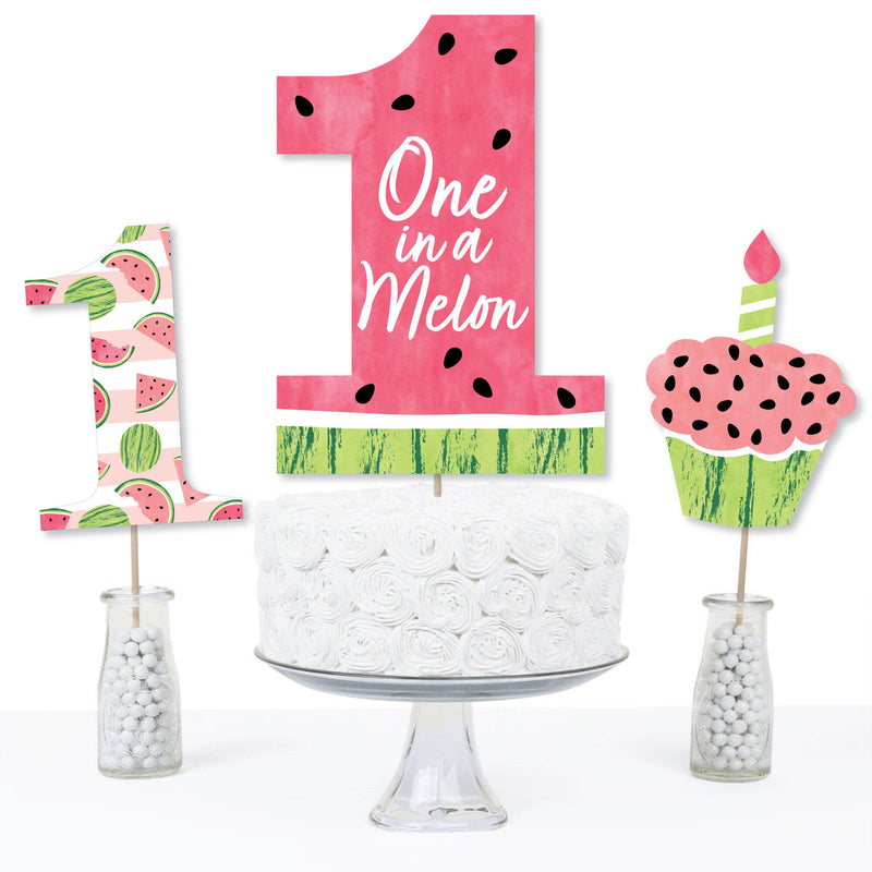 1st Birthday One in a Melon - Fruit First Birthday Party Centerpiece Sticks - Table Toppers - Set of 15
