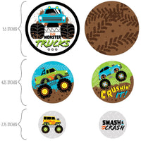 Smash and Crash - Monster Truck - Boy Birthday Party Giant Circle Confetti - Party Decorations - Large Confetti 27 Count
