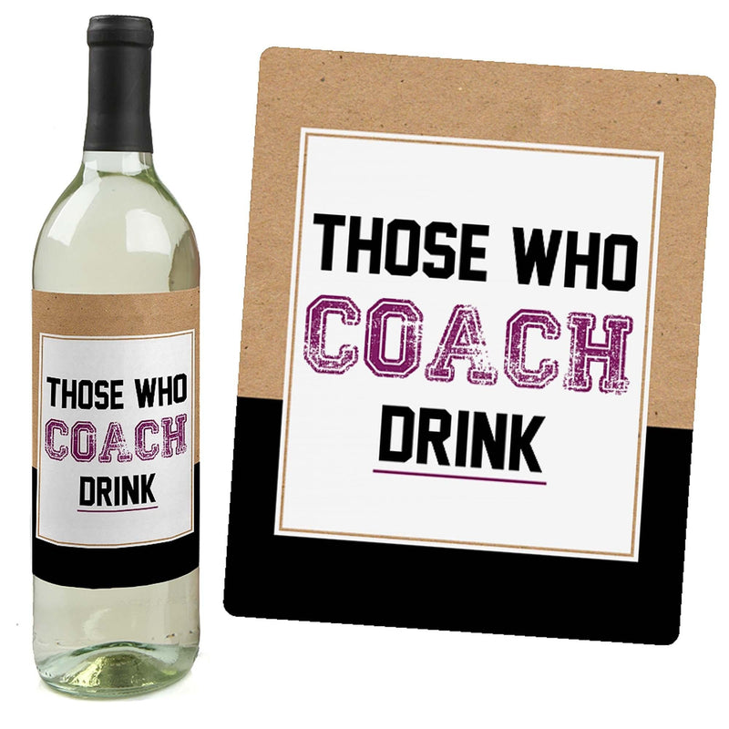 Coach Appreciation Gift - Decorations for Women and Men - Wine Bottle Label Stickers Coach Christmas Gift - First and Last Day of School Gifts for Coaches - Set of 4