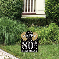 Adult 80th Birthday - Gold - Outdoor Lawn Sign - Birthday Party Yard Sign - 1 Piece