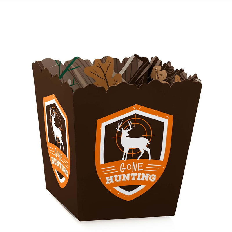 Gone Hunting - Party Mini Favor Boxes - Deer Hunting Camo Baby Shower or Birthday Party Treat Candy Boxes - Set of 12