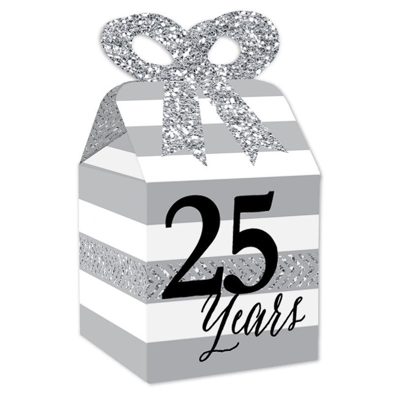 We Still Do - 25th Wedding Anniversary - Square Favor Gift Boxes - Anniversary Party Bow Boxes - Set of 12