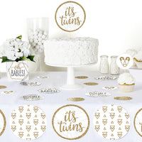 It's Twins - Gold Twins Baby Shower Giant Circle Confetti - Party Decorations - Large Confetti 27 Count
