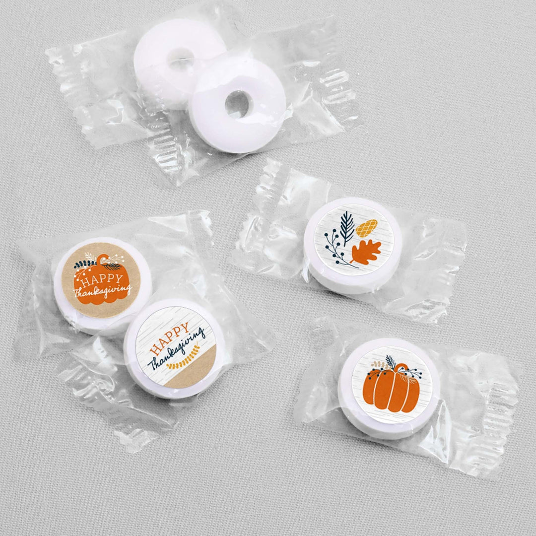 Happy Thanksgiving - Fall Harvest Party Round Candy Sticker Favors - Labels Fit Hershey's Kisses - 108 ct
