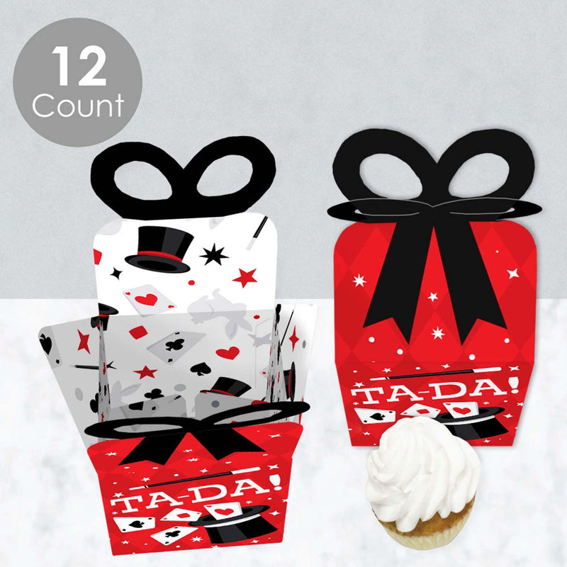 Ta-Da, Magic Show - Square Favor Gift Boxes - Magical Birthday Party Bow Boxes - Set of 12