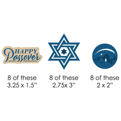 Happy Passover - DIY Shaped Pesach Jewish Holiday Party Cut-Outs - 24 ct
