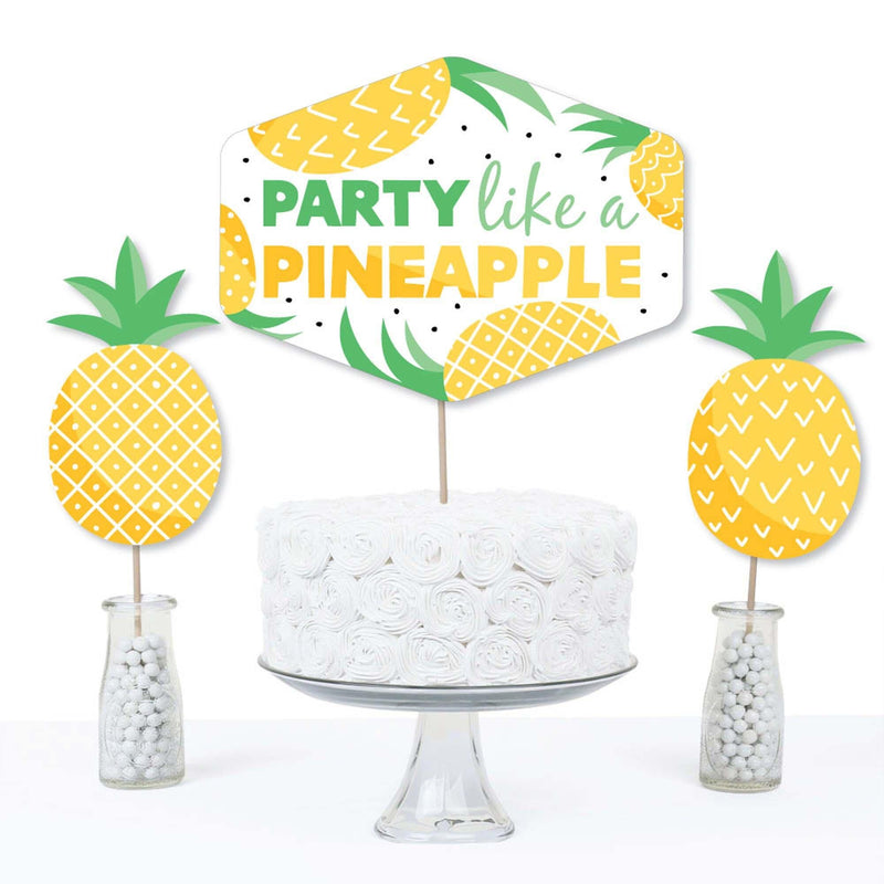 Tropical Pineapple - Summer Party Centerpiece Sticks - Table Toppers - Set of 15