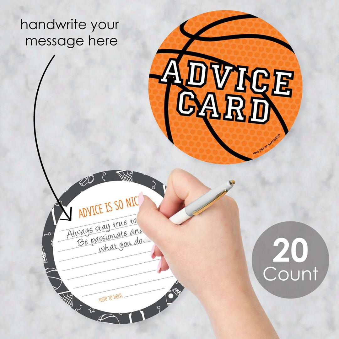 Nothin' But Net - Basketball - Wish Card Baby Shower Activities - Shaped Advice Cards Game - Set of 20