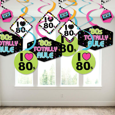 80's Retro - Totally 1980s Party Hanging Decor - Party Decoration Swirls - Set of 40