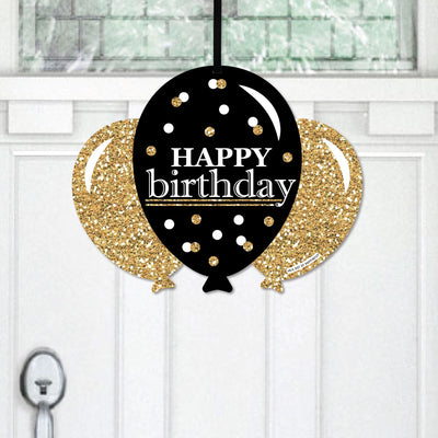 Adult Happy Birthday - Gold - Hanging Porch Birthday Party Outdoor Decorations - Front Door Decor - 1 Piece Sign