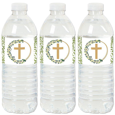 Elegant Cross - Religious Party Water Bottle Sticker Labels - Set of 20