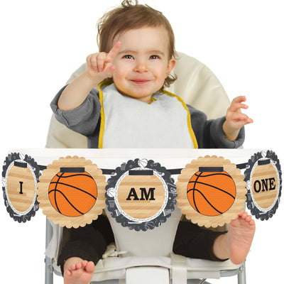 Nothin' But Net - Basketball 1st Birthday - I am One - First Birthday High Chair Banner