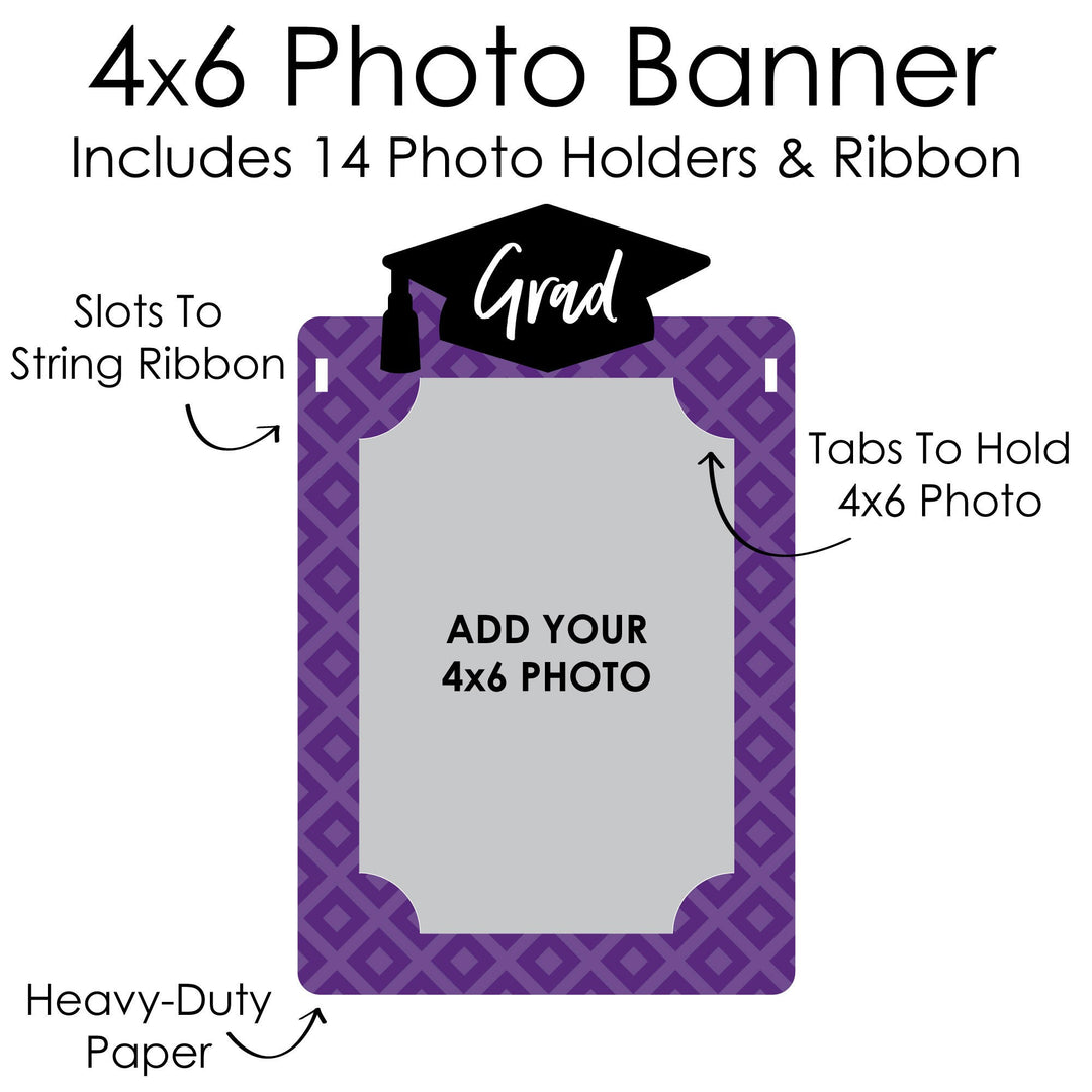 Purple Grad - Best is Yet to Come - DIY Purple Graduation Party Decor - K-12 School Picture Display - Photo Banner