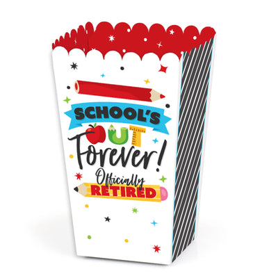Teacher Retirement - Happy Retirement Party Favor Popcorn Treat Boxes - Set of 12