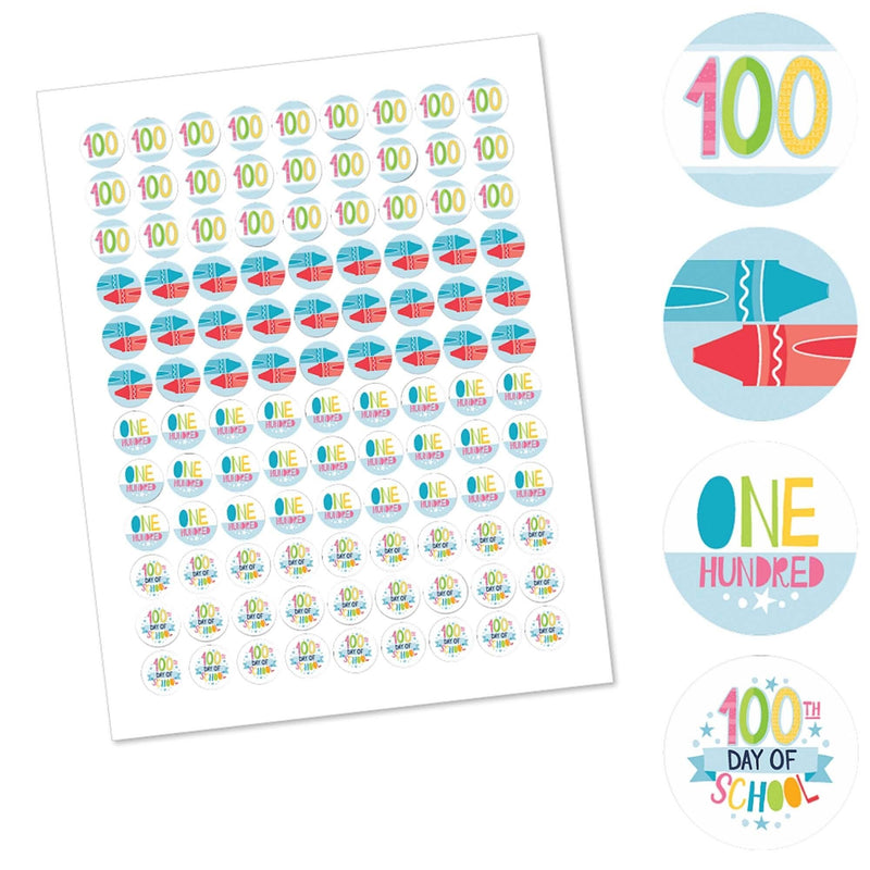 Happy 100th Day of School - Round Candy Labels 100 Days Party Favors - Fits Hershey&