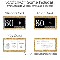 Adult 80th Birthday - Gold - Birthday Party Game Scratch Off Cards - 22 ct