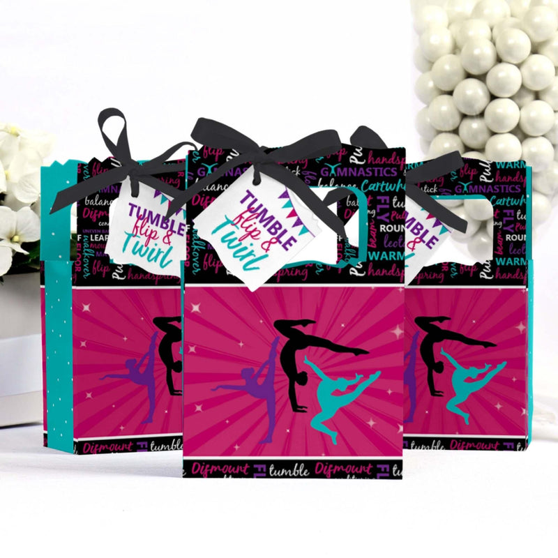 Tumble, Flip & Twirl - Gymnastics - Birthday Party or Gymnast Party Favor Boxes - Set of 12