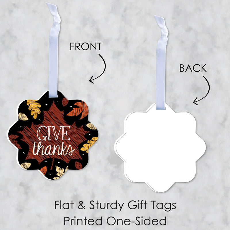 Give Thanks - Assorted Hanging Thanksgiving Party Favor Tags - Gift Tag Toppers - Set of 12