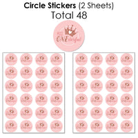 1st Birthday Little Miss Onederful - Mini Candy Bar Wrappers, Round Candy Stickers and Circle Stickers - Girl First Birthday Party Candy Favor Sticker Kit - 304 Pieces