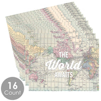World Awaits - Party Table Decorations - Travel Themed Party Placemats - Set of 16