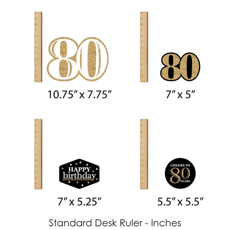 Adult 80th Birthday - Gold - Birthday Party Centerpiece Sticks - Showstopper Table Toppers - 35 Pieces