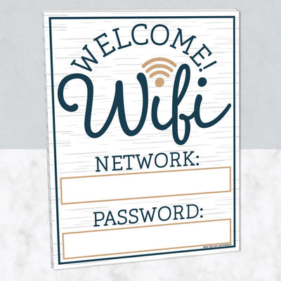 Wifi Password Sign - Business and Home Decorations - Printed on Sturdy Plastic Material - 10.5 x 13.75 inches - Sign with Stand - 1 Piece