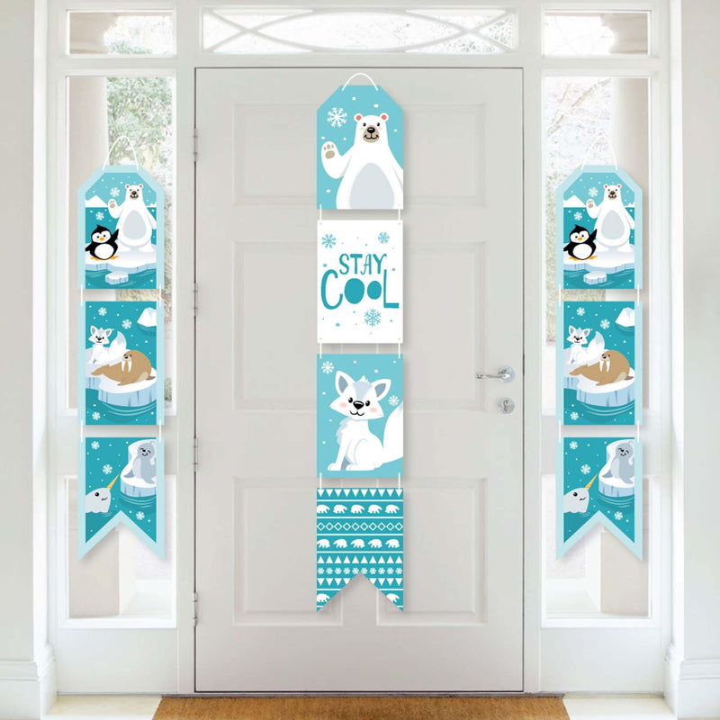 Arctic Polar Animals - Hanging Vertical Paper Door Banners - Winter Baby Shower or Birthday Party Wall Decoration Kit - Indoor Door Decor
