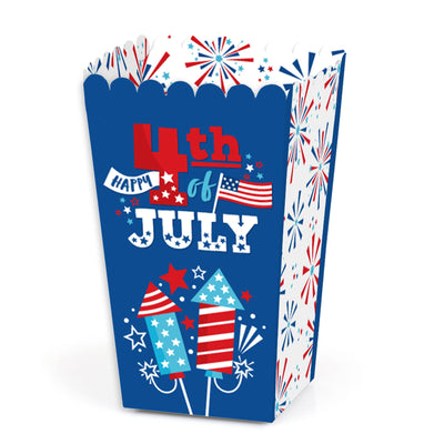 Firecracker 4th of July - Red, White and Royal Blue Party Favor Popcorn Treat Boxes - Set of 12