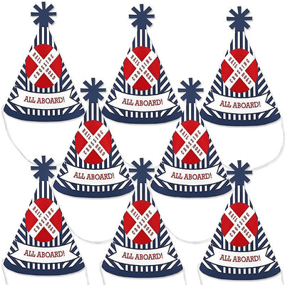 Railroad Party Crossing - Mini Cone Steam Train Birthday Party or Baby Shower Hats - Small Little Party Hats - Set of 8
