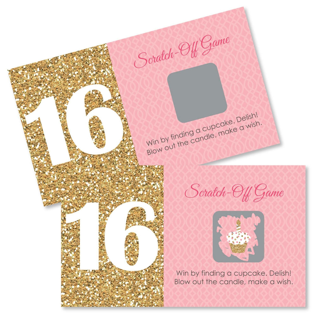 Sweet 16 - Birthday Party Scratch Off Cards - 22 ct