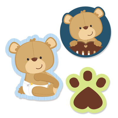 Baby Boy Teddy Bear - DIY Shaped Party Paper Cut-Outs - 24 ct