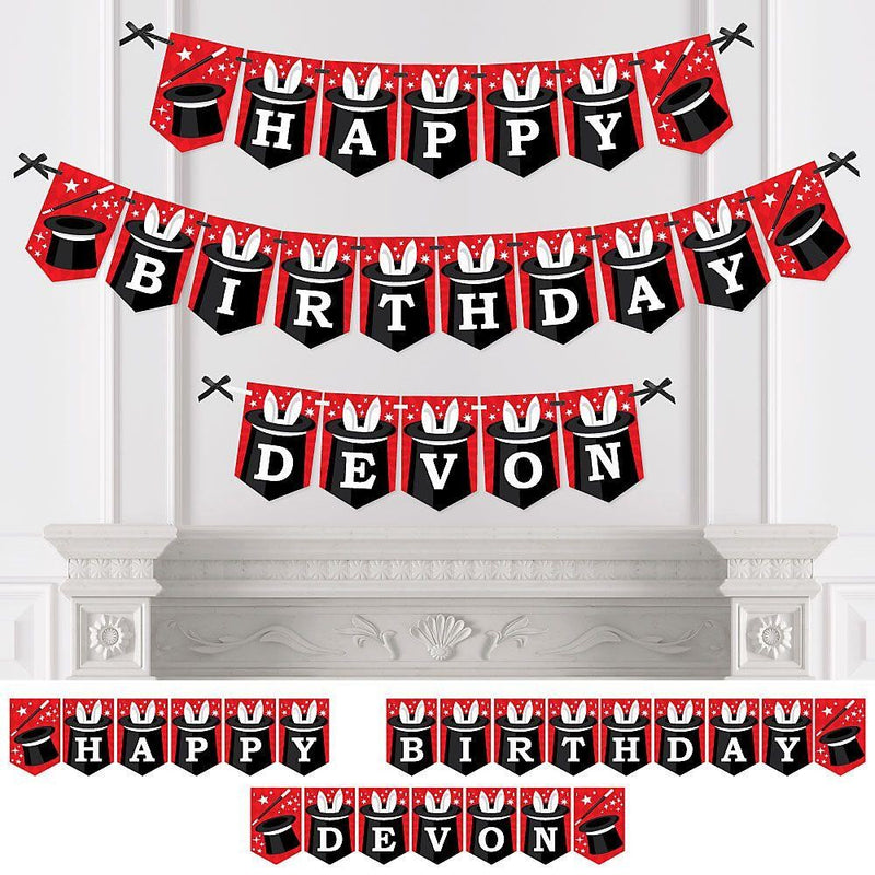 Personalized Ta-Da, Magic Show - Custom Magical Birthday Party Bunting Banner and Decorations - Happy Birthday Custom Name Banner