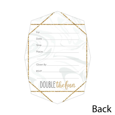 It's Twins - Shaped Fill-In Invitations - Gold Twins Baby Shower Invitation Cards with Envelopes - Set of 12
