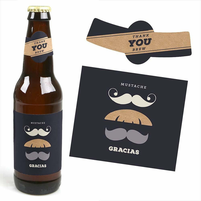 Thank You - Decorations for Women and Men - 6 Beer Bottle Labels and 1 Carrier Thank You Gift